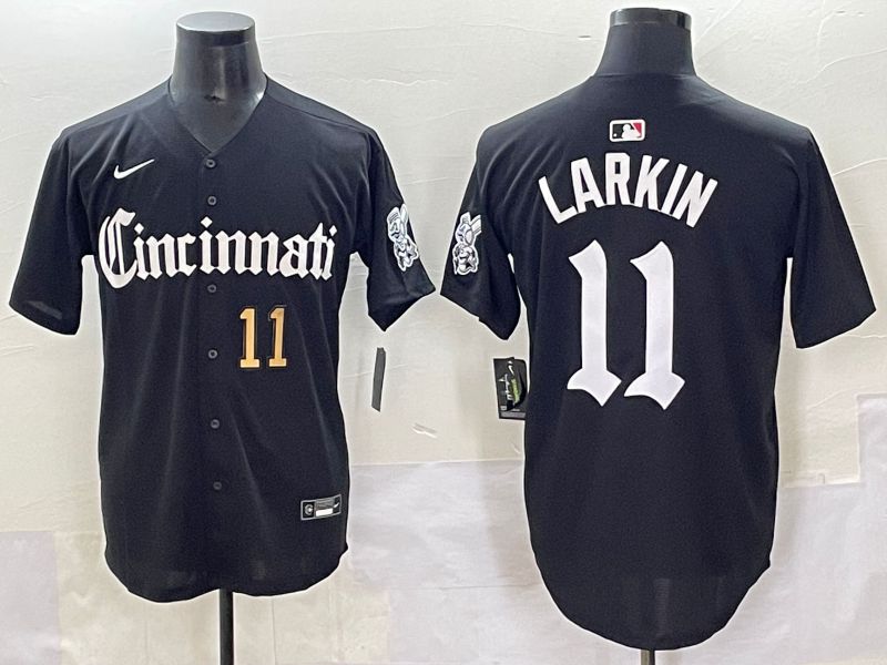 Men 2025 Cincinnati Reds #11 Larkin Black Five generations Joint Name Nike MLB Jersey style 3->cincinnati reds->MLB Jersey